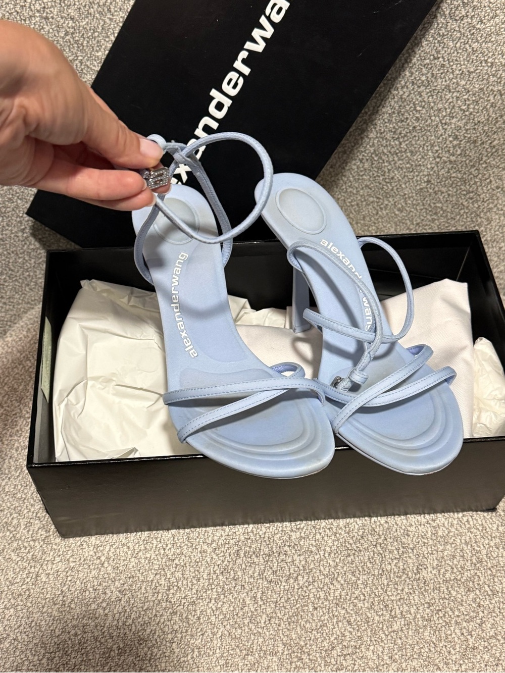Alexander Wang Pale Blue Strappy Ankle-Tie Heels